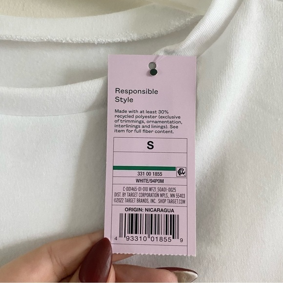 WILD FABLE NWT Baby Tee Shirt Crop White Stretch Crew Neck - Picture 8 of 12